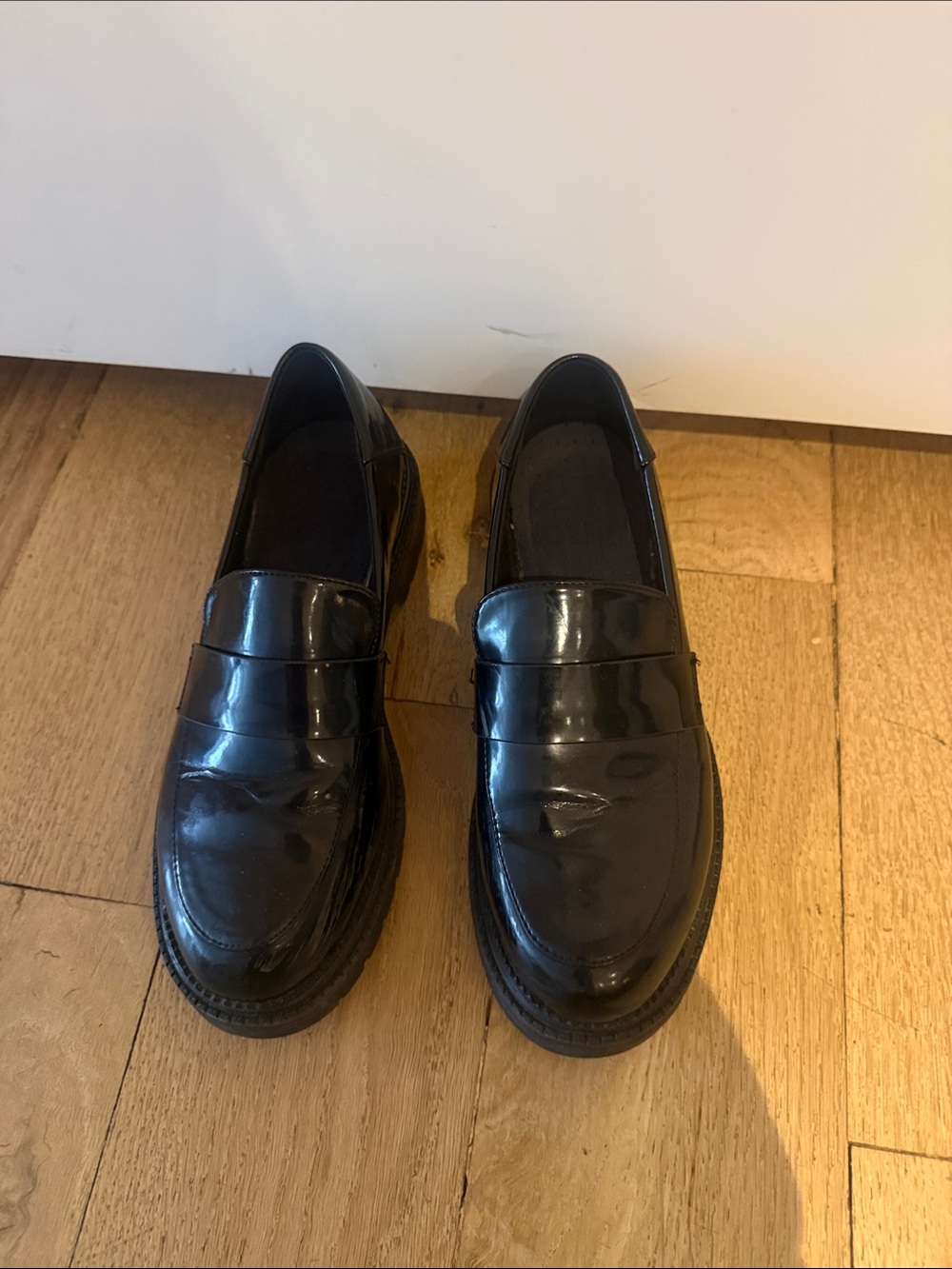Classic Black Leather Penny Loafers - women